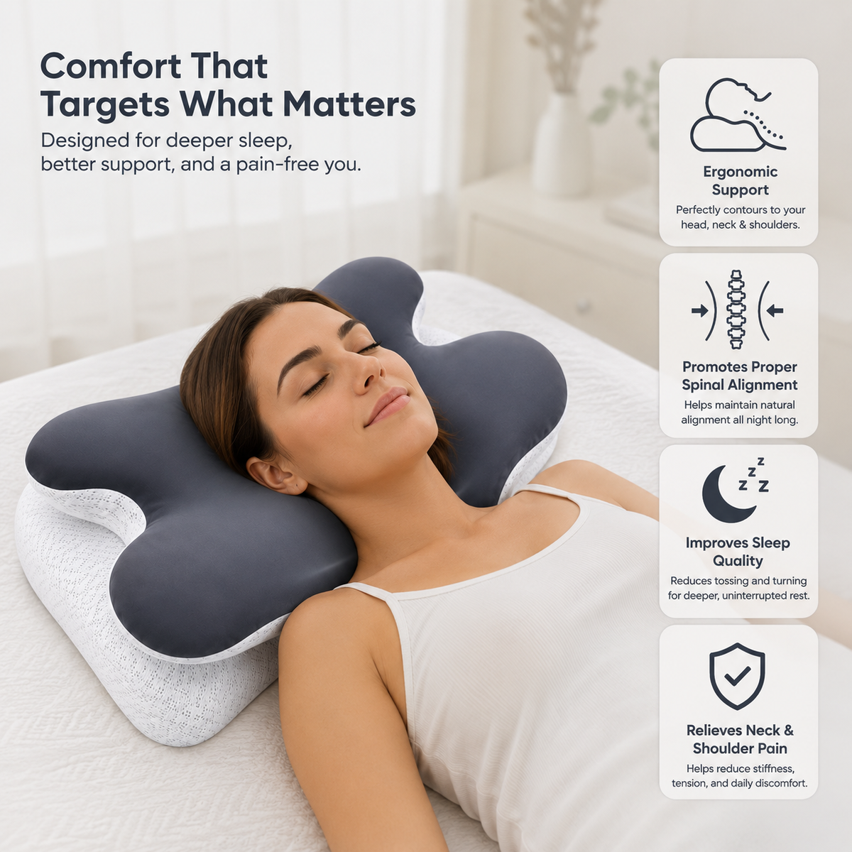 SmileVera® DreamRest Ergonomic Alignment Pillow